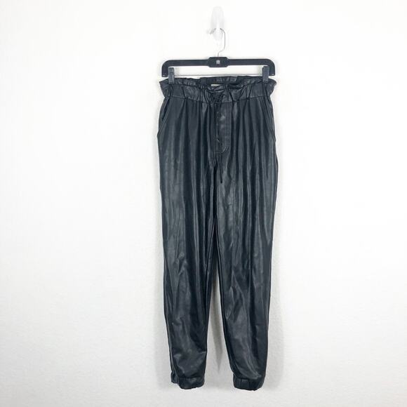 Abercrombie & Fitch Vegan Leather Jogger Pants Size Small High Rise Stretch - Picture 3 of 13